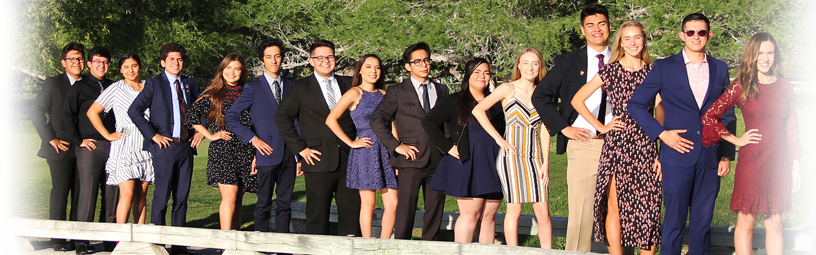 Students smiling outside